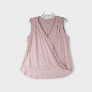 Veronica M Ivory Draped Sleeveless Blouse Size L Wrap Look